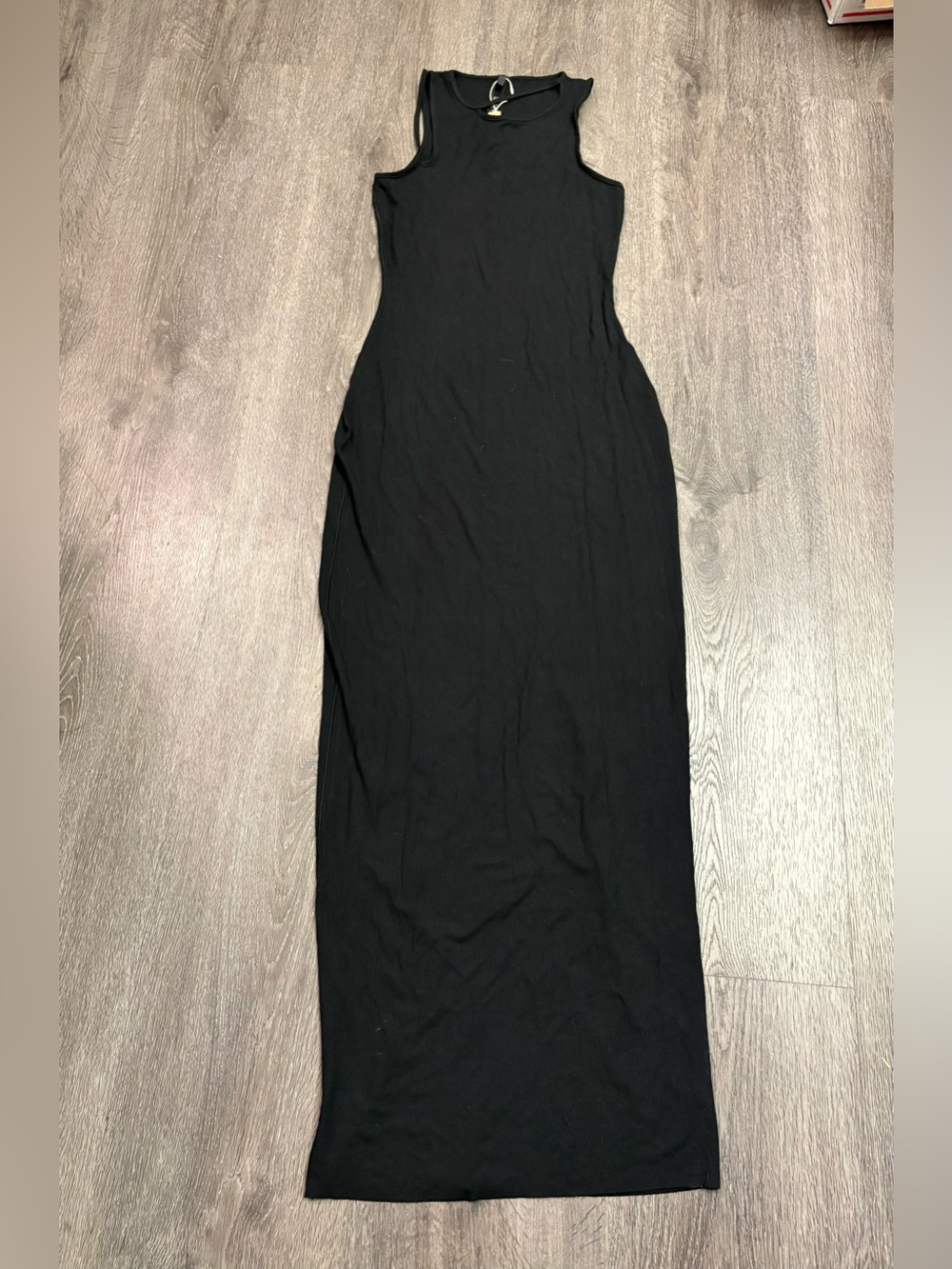 NWT Skims Women Onyx Large Soft Ribbed Cutout Lounge Maxi Dress Old Money Rare